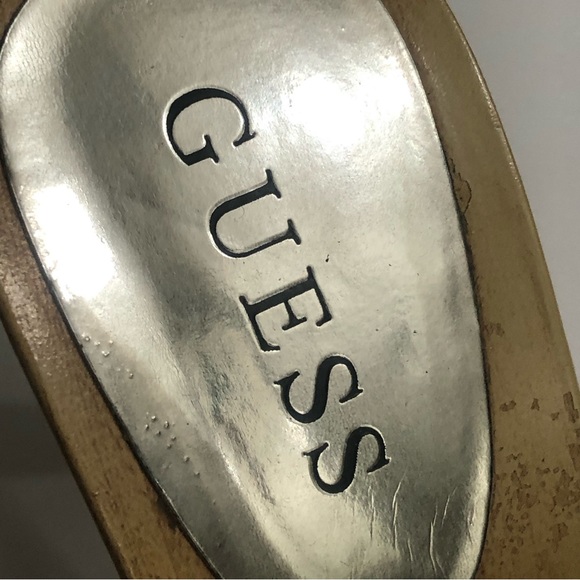 GUESS Wooden Clogs Heel Sandals - Dark Blue Denim with Flowers - Picture 5 of 10